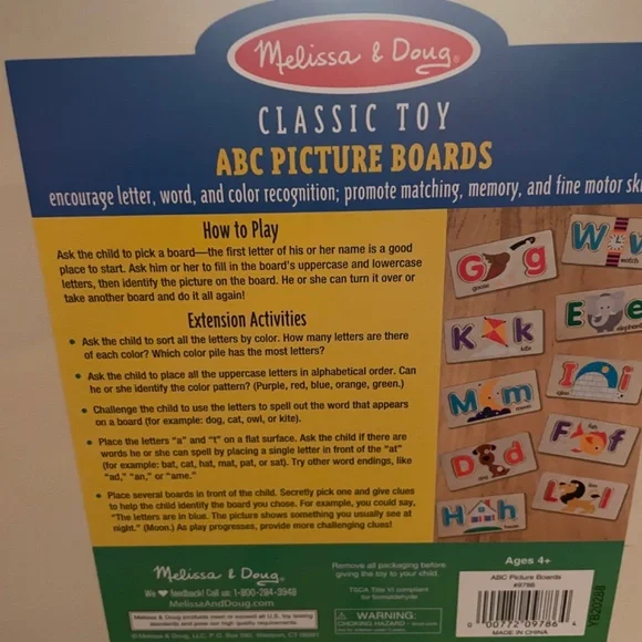Melissa & Doug ABC Picture Boards - Educational Toy With 13 Double-Sided Wooden - Picture 2 of 7